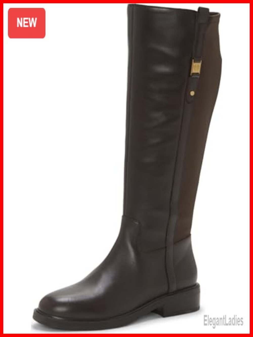 Knee High Riding Boot with Leather Textile Upper and Nylon Zipper